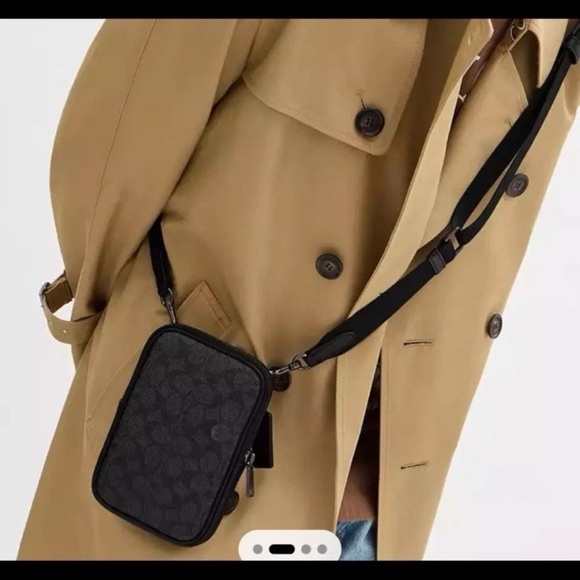 NWOT Coach CW364 Aden Crossbody in Signature Canvas & Leather Charcoal Black - Picture 1 of 12